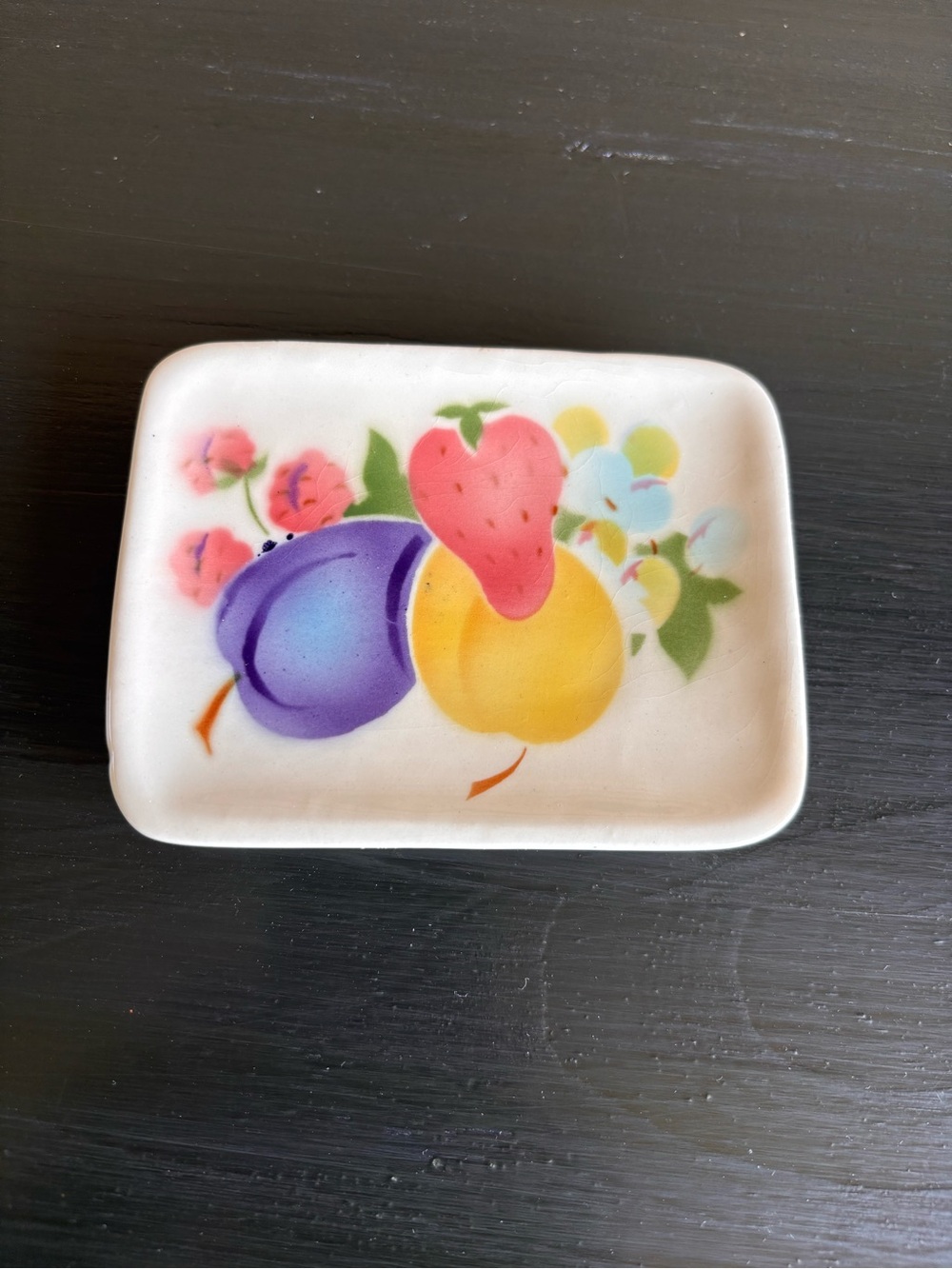 Vintage Cardenal China Trinket Dish Soap Mid-Century Modern Fruit Strawberry
